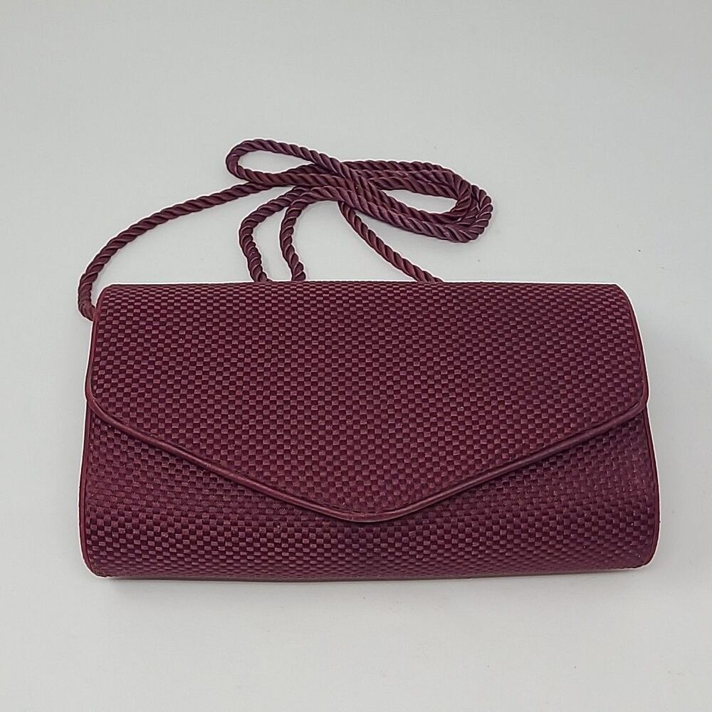 Vintage La Regale Red Maroon Textured Crossbody Purse Handbag